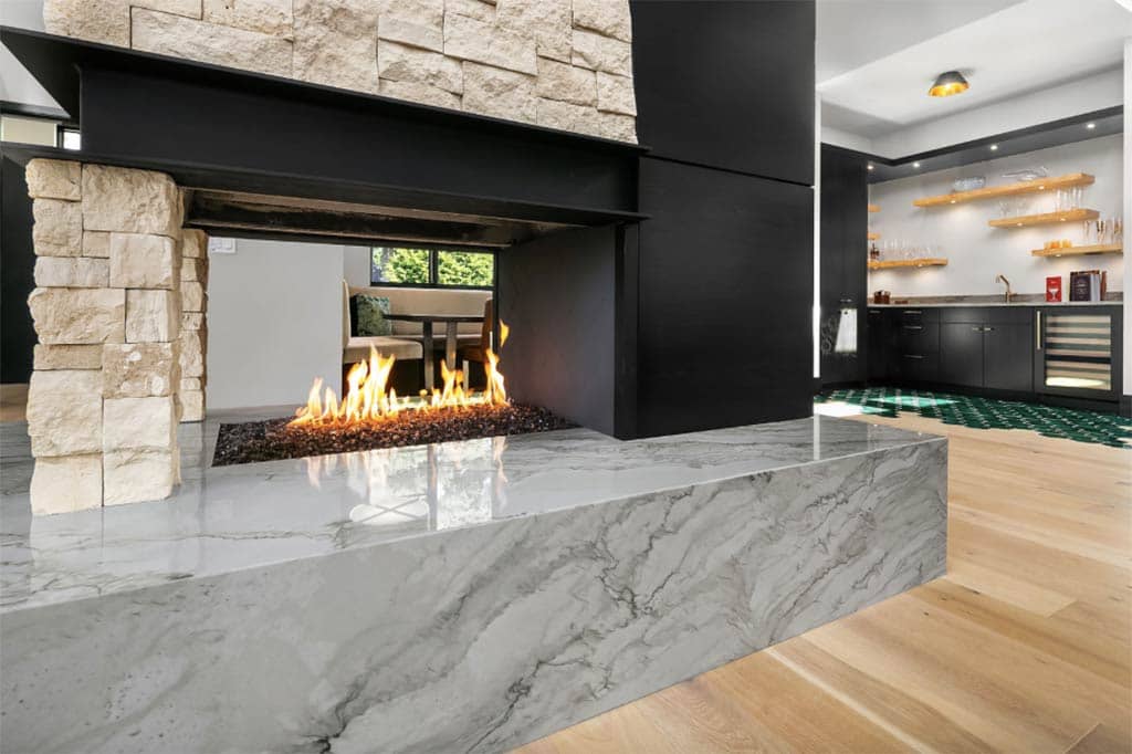 Photo of Custom Home Fireplace Features Designed by Adam Leland Homes Inc. Seattle, WA